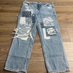 American Eagle patched jeans